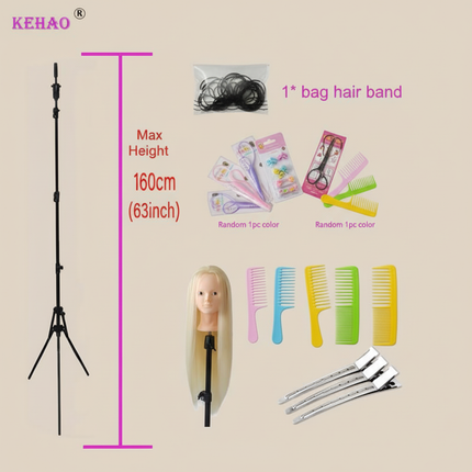 Training Head Kit For Hairstyles Mannequin Head With 100% Synthetic Hair Dressing Head Doll  With Clamp Wig Stand Tripod - gallery 3